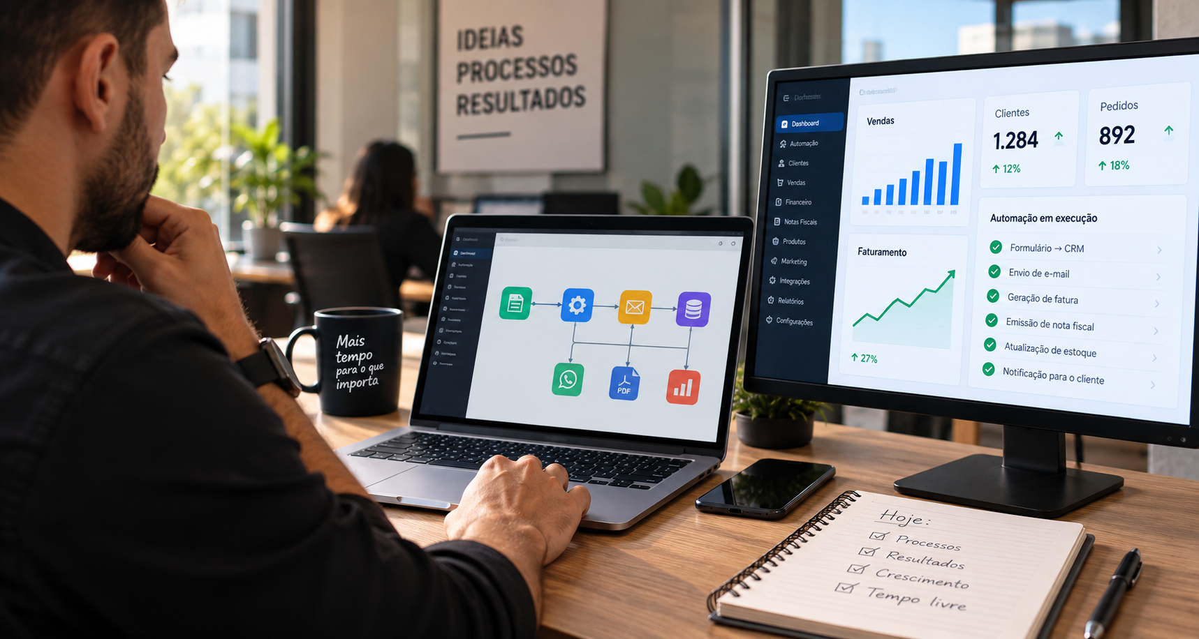 Automações que devolvem horas para a rotina da sua empresa